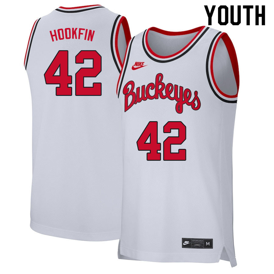 Youth #42 Harrison Hookfin Ohio State Buckeyes College Basketball Jerseys Sale-Retro White
